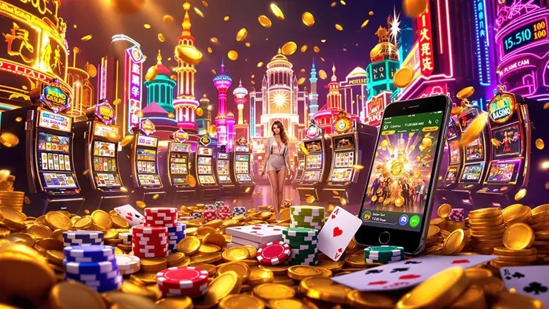 Tampilan tema reel dan simbol permainan di NEON4D